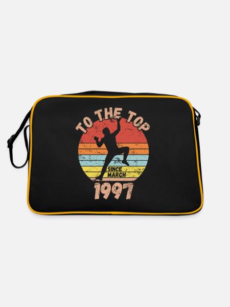 Geburtstag Klettern Bouldern seit März 1997 - Retro Tasche - Schwarz/Gold - Hinten