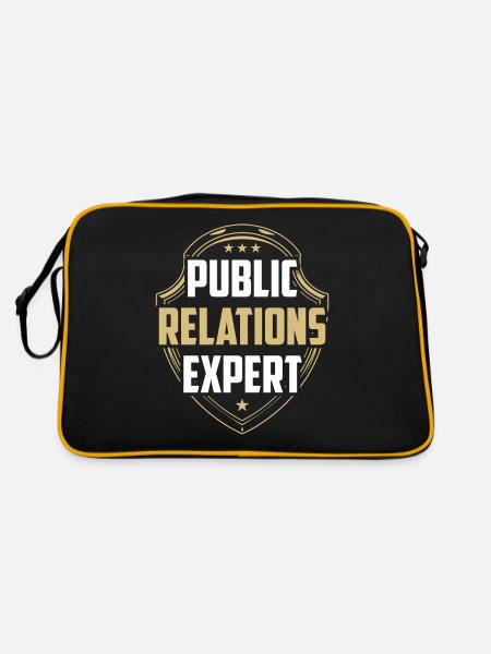 Public Relations Experte Job PR Beruf - Retro Tasche - Schwarz/Gold - Hinten