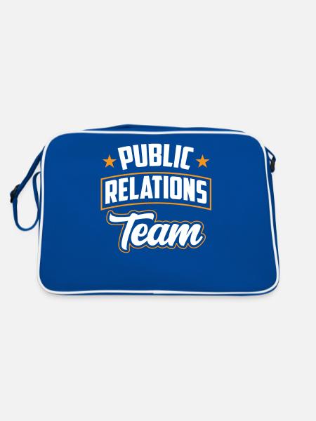 Team Öffentlichkeitsarbeit Public Relations Job PR - Retro Tasche - Blau/Weiß - Hinten