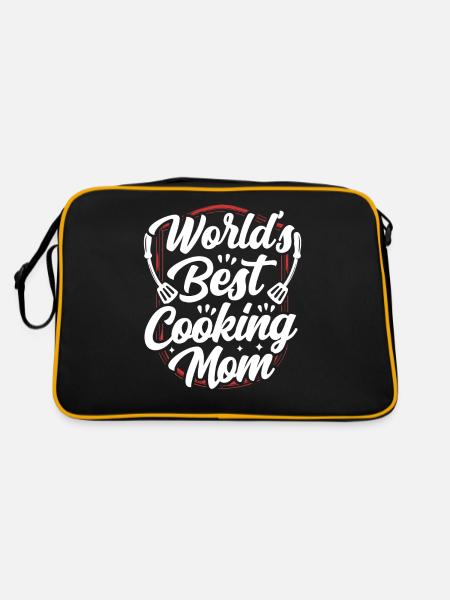 Beste Kochende Mutter Der Welt Koch Mama Kochen - Retro Tasche - Schwarz/Gold - Hinten