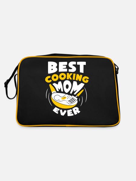 Beste Kochende Mutter Aller Zeiten Kochen Mama - Retro Tasche - Schwarz/Gold - Hinten