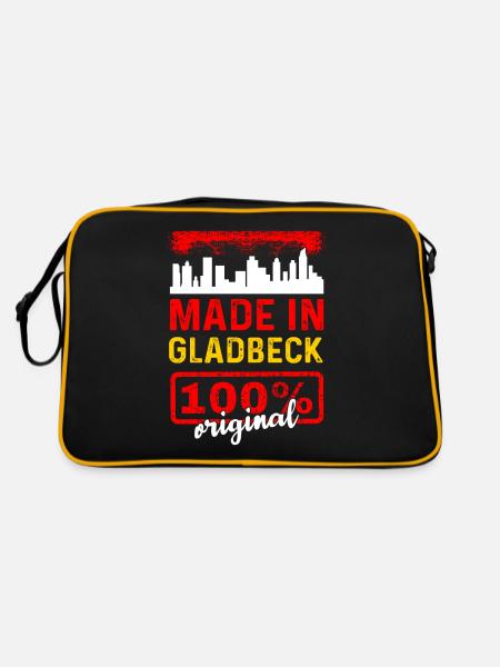 Made In Gladbeck 100% Original - Retro Tasche - Schwarz/Gold - Hinten