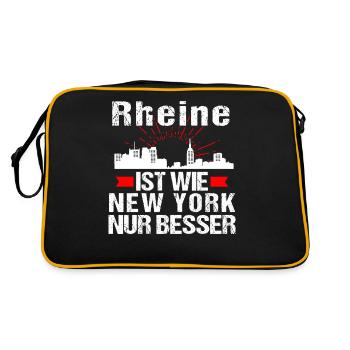 Rheine Ist Wie New York Nur Besser - Retro Tasche - Schwarz/Gold - Hinten