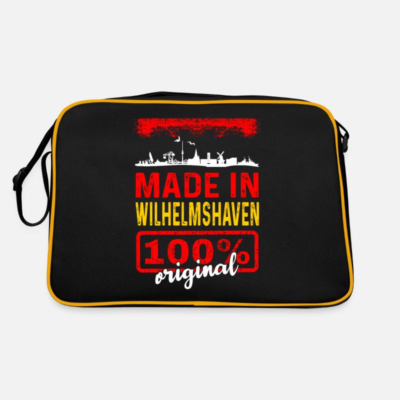 Made In Wilhelmshaven 100% Original - Retro Tasche - Schwarz/Gold