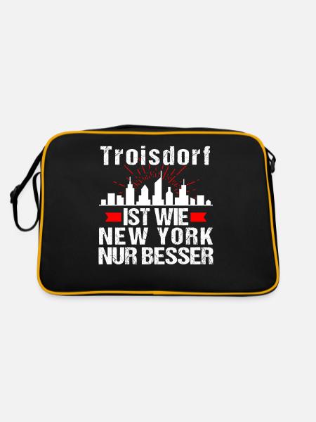Troisdorf Ist Wie New York Nur Besser - Retro Tasche - Schwarz/Gold - Hinten