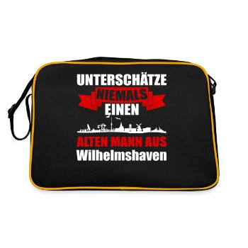 Unterschätze Niemals Einen Alten Mann Aus Wilhelms - Retro Tasche - Schwarz/Gold - Hinten