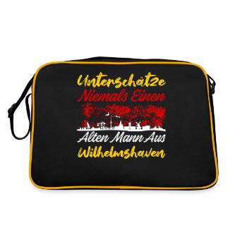 Unterschätze Niemals Einen Alten Mann Aus Wilhelms - Retro Tasche - Schwarz/Gold - Hinten