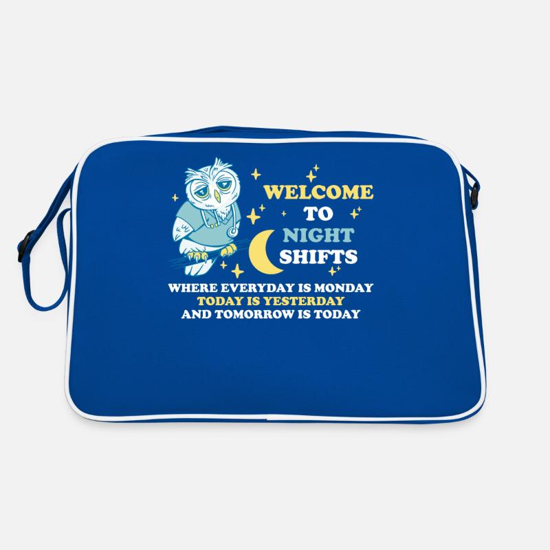 Welcome To Night Shifts Eule Geschenk Retro Tasche
