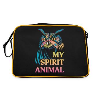 Owl Spirit Animal Eule Geschenk - Retro Tasche - Schwarz/Gold - Hinten