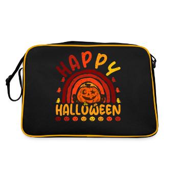 Halloween Regenbogen Happy Hallowen mit Kürbis - Retro Tasche - Schwarz/Gold - Hinten