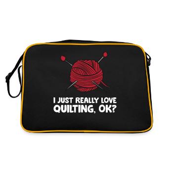 Ich liebe Quilten einfach, okay? - Retro Tasche - Schwarz/Gold - Hinten