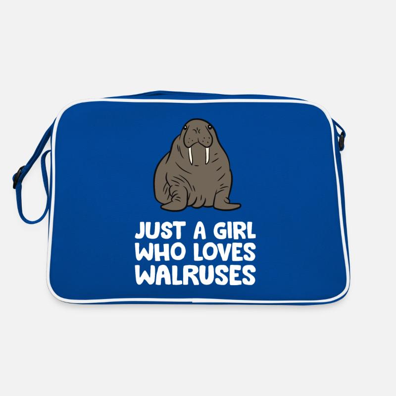 Nur ein Mädchen, das Walrosse liebt Retro Tasche