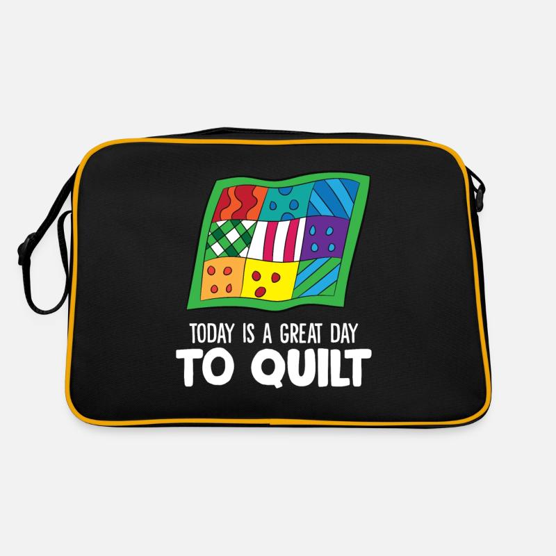 Heute ist ein großer Tag zum Quilten - Retro Tasche - Schwarz/Gold