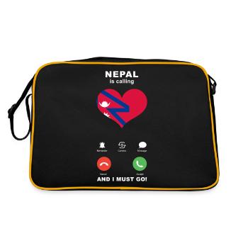 Nepal is calling Nepal Heart Souvenir - Retro Bag - black/gold - Back