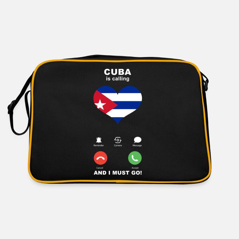 Kuba is calling Kuba Herz Souvenir - Retro Tasche - Schwarz/Gold