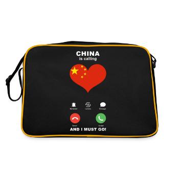 China is calling China Herz Souvenir - Retro Tasche - Schwarz/Gold - Hinten