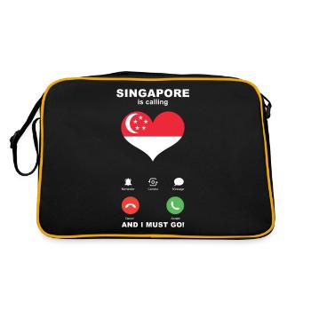 Singapur is calling Singapur Herz Souvenir - Retro Tasche - Schwarz/Gold - Hinten