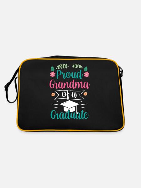 Stolze Großmutter Eines Absolventen Absolvent - Retro Tasche - Schwarz/Gold - Hinten