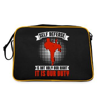 Taekwondo Self Defense Fighter Fight Sport Karate - Retro Tasche - Schwarz/Gold - Hinten