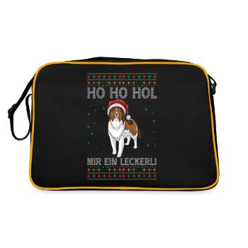 Shetland Sheepdog Weihnachten - Retro Tasche - Schwarz/Gold - Hinten
