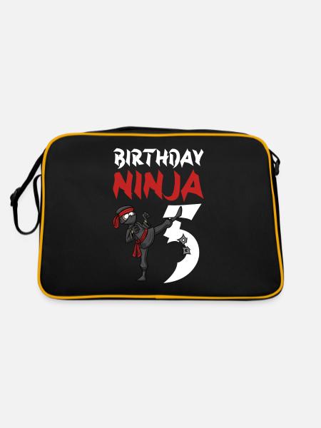 Birthday Party 5 Years Old Japanese Ninja Birthday - Retro Bag - black/gold - Back