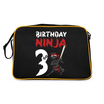 Fête d’anniversaire Ninja japonais de 3 ans Anniversaire - Sac Retro - noir/or - Dos