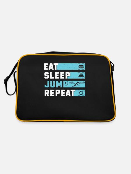 Eat Sleep Jump Repeat Bagues de ski amusantes - Sac Retro - noir/or - Dos
