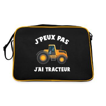 Tracteur Fermier Cadeau Agriculteur Agriculture - Retro Bag - black/gold - Back