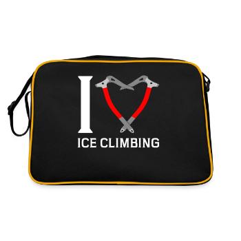 Ich Liebe Eisklettern Eiskletterer Eispickel - Retro Tasche - Schwarz/Gold - Hinten