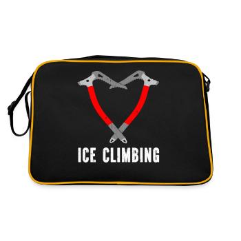 Ich Liebe Eisklettern Eiskletterer Eispickel - Retro Tasche - Schwarz/Gold - Hinten