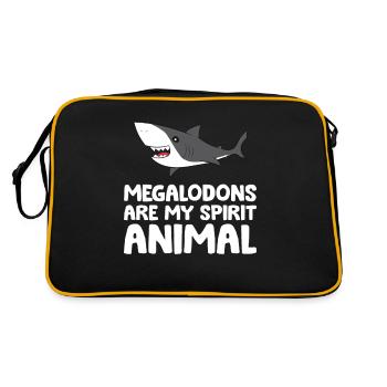 Megalodons sind mein Seelentier Megalodon-Hai - Retro Tasche - Schwarz/Gold - Hinten