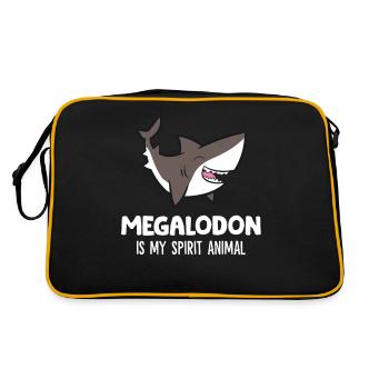 Megalodon ist mein Seelentier Niedlicher - Retro Tasche - Schwarz/Gold - Hinten
