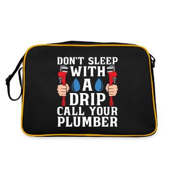 Plumber Don't Sleep Tool Plumbing Pipe Plumbers - Retro Tasche - Schwarz/Gold - Hinten
