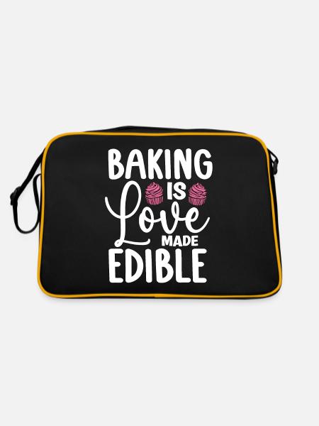 Baker Baking Is Love Made Edible Bakery Cake Bake - Retro Bag - black/gold - Back