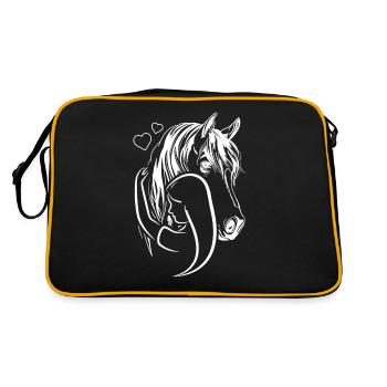 Cavalier Chevaux Fille Lineart Cheval - Sac Retro - noir/or - Dos