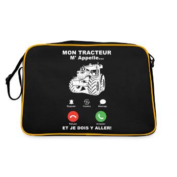 Farmer France Saying Mon Tracteur mappelle - Retro Bag - black/gold - Back