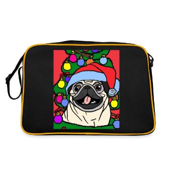 Carlin avec casquette de Noël Propriétaires de chiens de Noël - Sac Retro - noir/or - Dos