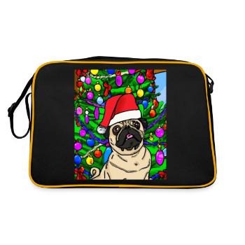 Carlin avec casquette de Noël Propriétaires de chiens de Noël - Sac Retro - noir/or - Dos
