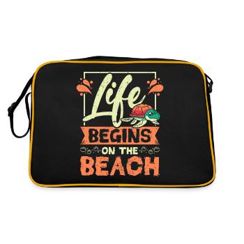 Sea turtle life begins on the beach - Retro Bag - black/gold - Back
