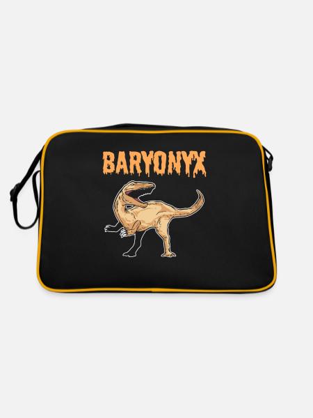 Baryonyx Dino Dino Dinosaurier Fossil Saurier Palä - Retro Tasche - Schwarz/Gold - Hinten