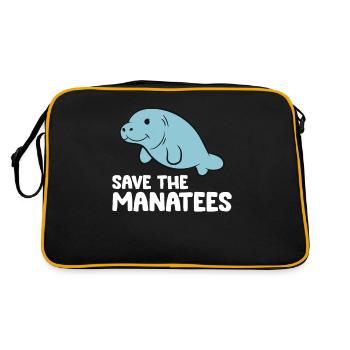Manatees Ocean Sea Animal Save The Manatees - Retro Bag - black/gold - Back