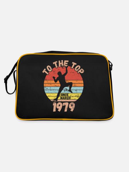 Geburtstag Klettern Bouldern seit März 1979 - Retro Tasche - Schwarz/Gold - Hinten