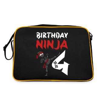 Fête d’anniversaire Ninja japonais de 4 ans Anniversaire - Sac Retro - noir/or - Dos