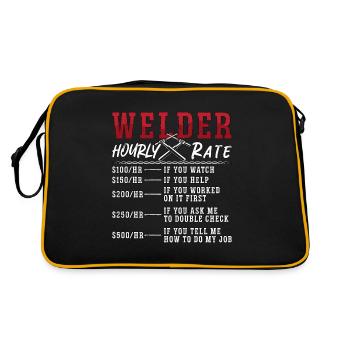 Welder Hourly Rate Welding Career Weld Welders - Retro Tasche - Schwarz/Gold - Hinten