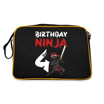 Fête d’anniversaire Ninja japonais de 4 ans Anniversaire - Sac Retro - noir/or - Dos