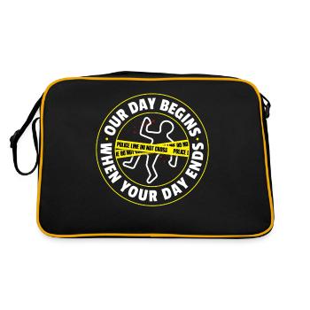Spurensicherung - Kripo Polizei Kriminaltechnik - Retro Tasche - Schwarz/Gold - Hinten