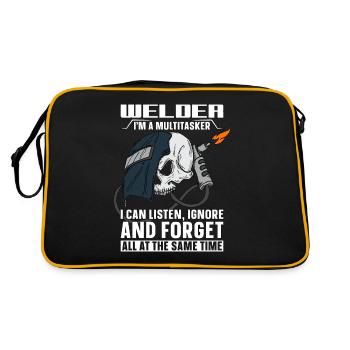 Welder I'm A Multitasker Welding Career Weld Iron - Retro Tasche - Schwarz/Gold - Hinten
