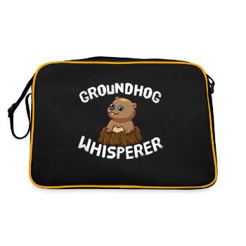 Funny Groundhog Lover Groundhog Whisperer - Retro Bag - black/gold - Back