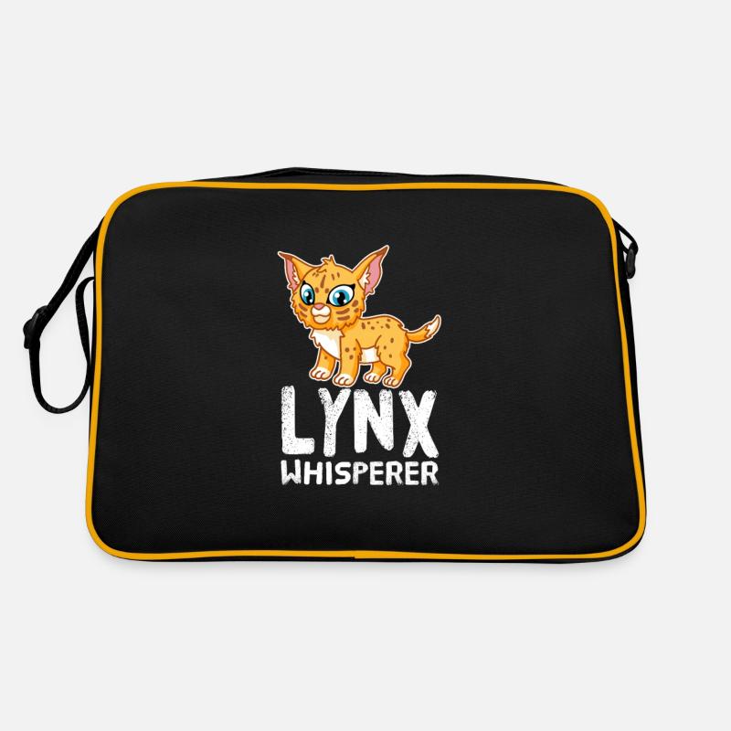 Luchs Whisperer Tiere Tierliebhaber Luchs - Retro Tasche - Schwarz/Gold