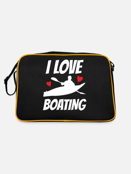 I love boating kayaking boat boat sailboat - Retro Bag - black/gold - Back